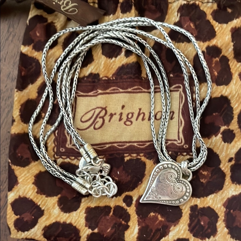 Brighton Silver Heart Charm Necklace Elegant Design